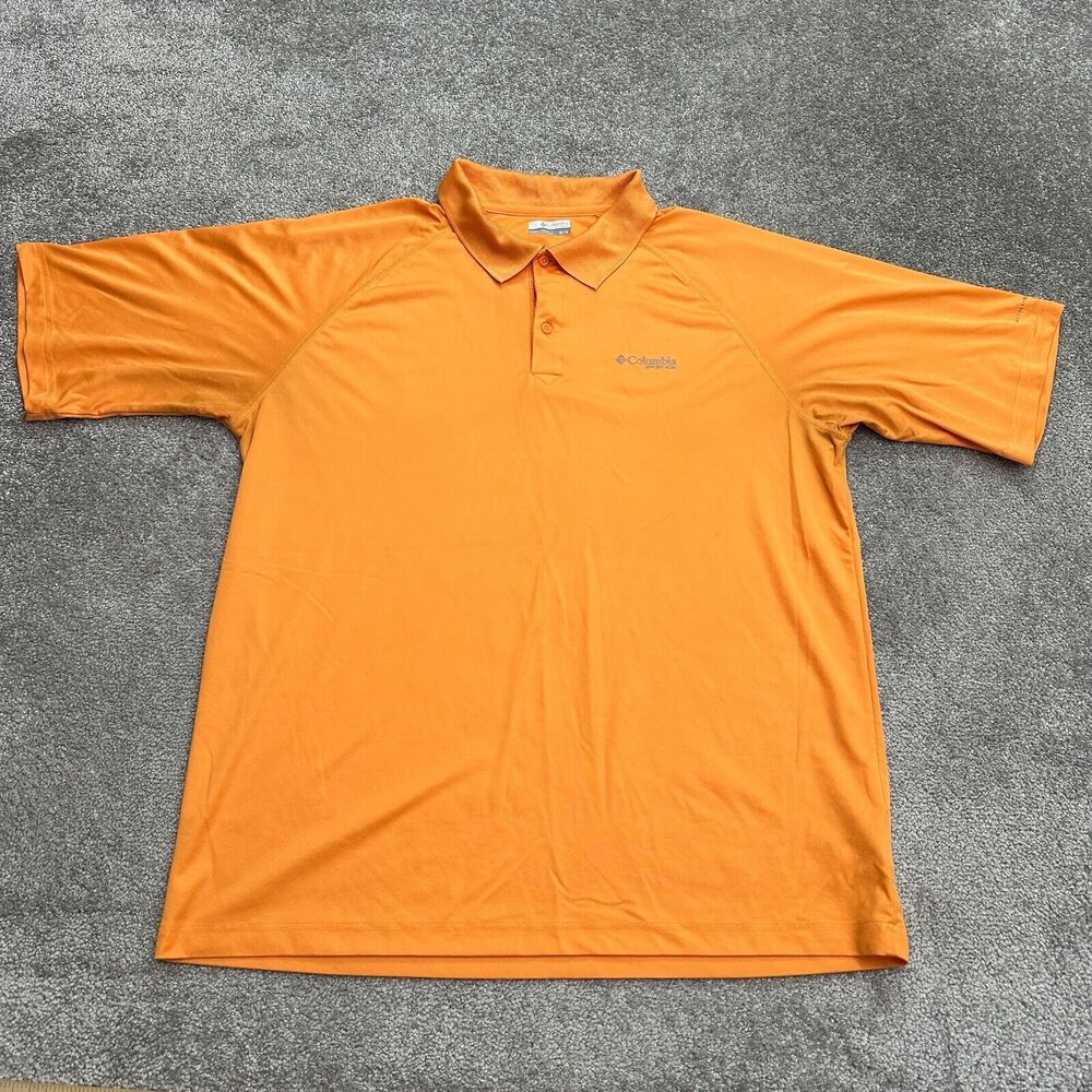 Columbia PFG Omni Shade Perfect Cast Polo Shirt Mens XL Orange Short Sleeve Fish